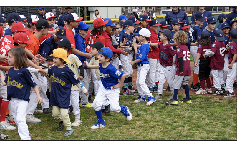 Opening Day T-Ballers Round the Bases & Big Kids Welcome Them to the League