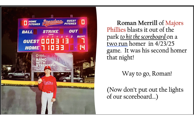 Scoreboard Protects Parked Cars from Merrill's Dinger!